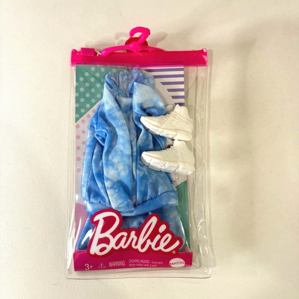 Barbie Fashion Pack Blue Tie Dye Hoodie Dress White Sneakers Mattel GWC31 GRC72